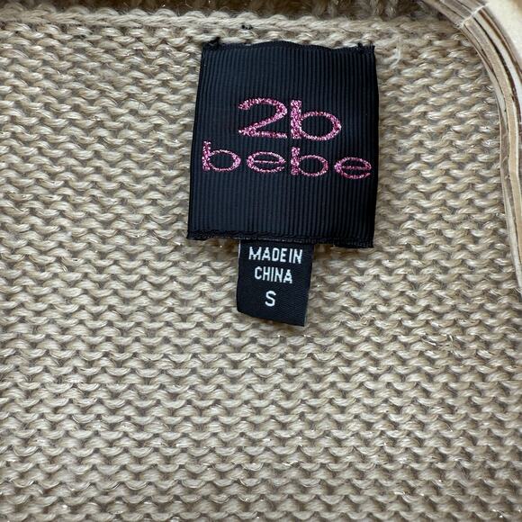 Vtg 2b BEBE Y2K Cardigan Fisherman Knit Professional Neutral Office Women Small - Picture 9 of 14